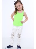 Girls\' T-shirt with double straps fluo green NDZ7772 - Online store - Boutique